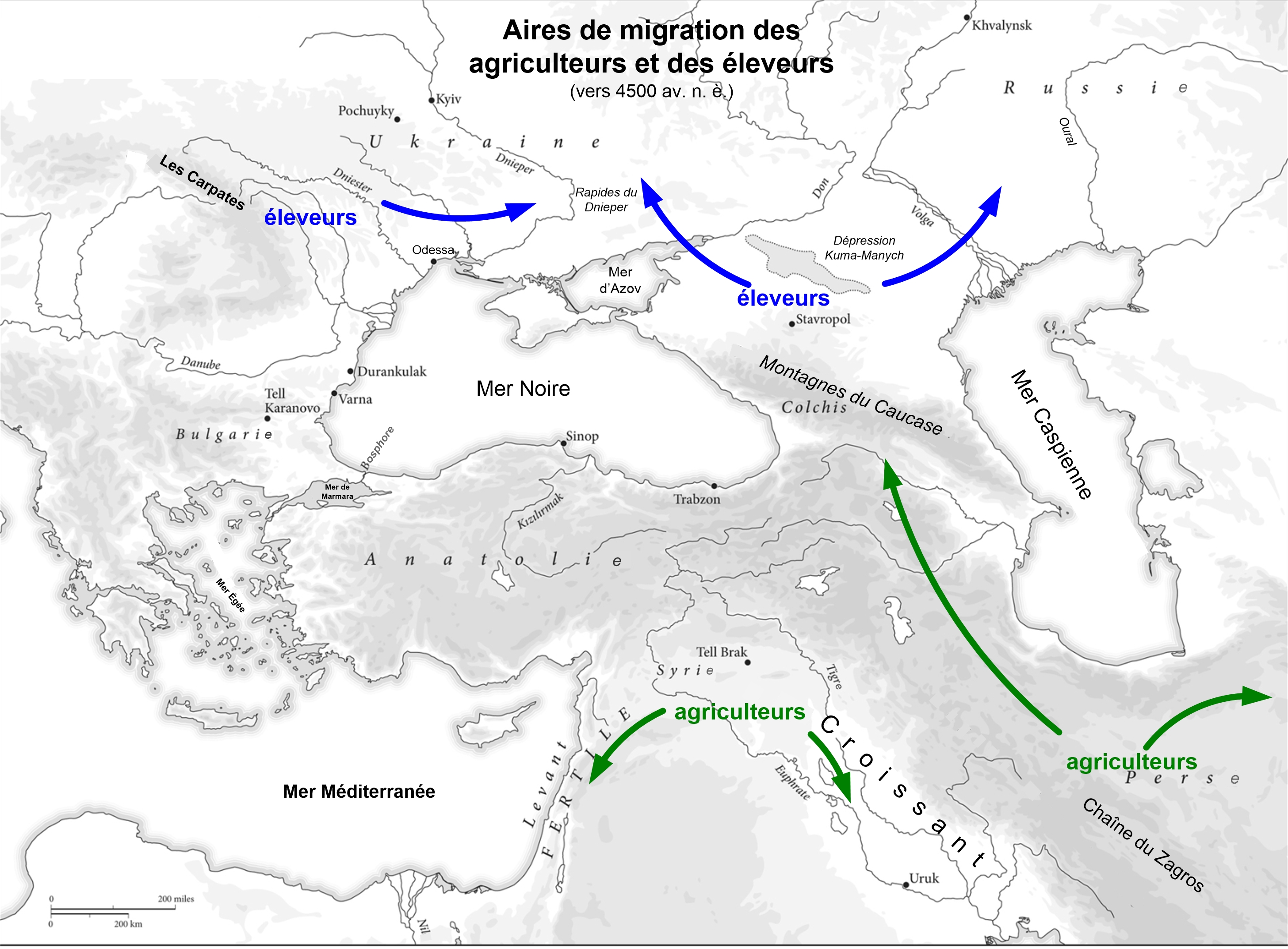 Aires de migration des agriculteurs et des �leveurs