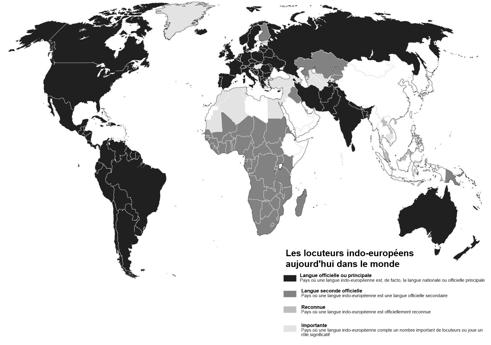 Les locuteurs indo-européens aujourd'hui dans le monde Les locuteurs indo-européens aujourd'hui dans le monde