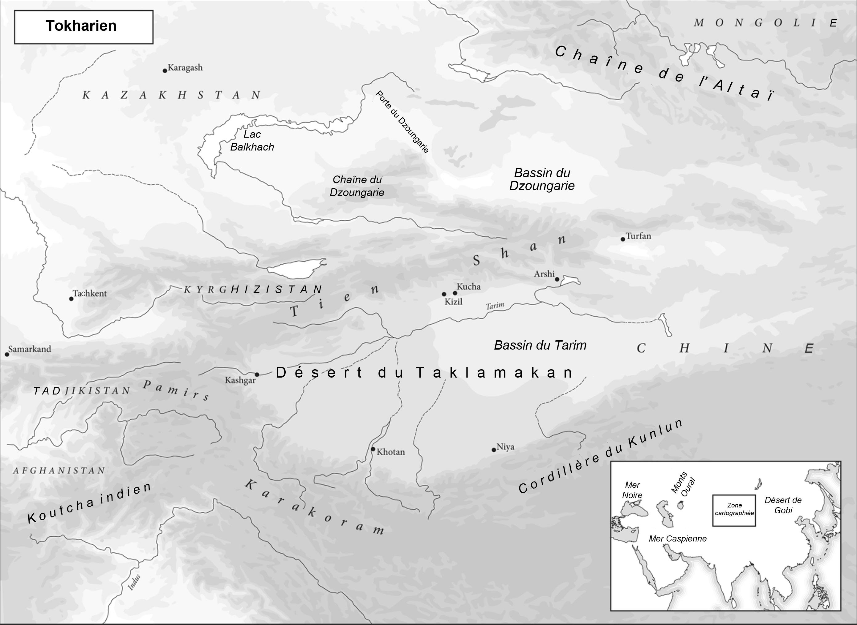 L'aire g�ographique du tokharien